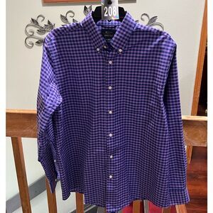 Brand new Men's Purple  & Blue Checkered Oxford Shirt Size Medium #208